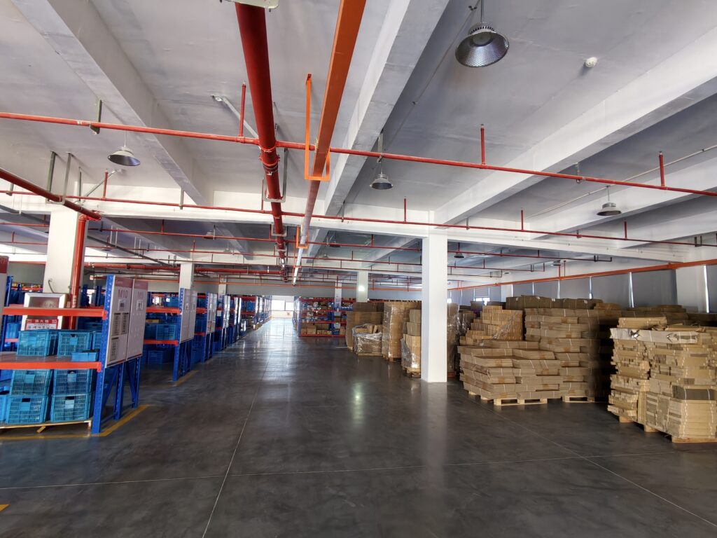 Overview of an organized spare parts warehouse