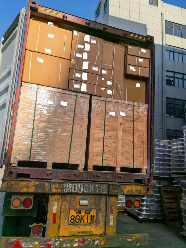 Export cargo being loaded into a shipping container